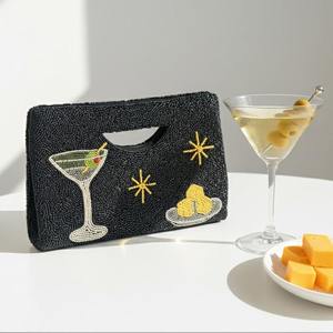 Bolso de hombro con cuentas, bolsos de verano con asa superior, bordado con patrón de hojas de helecho, regalo para ella, accesorios para fiestas y eventos nocturnos - Product Image 4