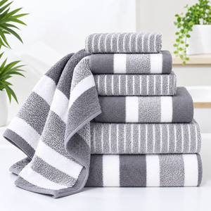 Juego de Toallas de Baño de Algodón y Microfibra, Tejido a Rayas, 300 a 499 GSM, Colores Personalizados, Marca Privada para Compradores Mayoristas - Product Image 3