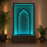 Fontaine murale en marbre traditionnelle islamique pour le Ramadan, arche de mosquée, fontaine à eau LED, décoration durable pour salle de prière musulmane, style arabe