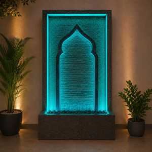 Fuente de Pared de Mármol Islámica para Ramadán, Diseño de Arco de Mezquita, Decoración Duradera para Sala de Oración Musulmana, Arquitectura Árabe con LED - Product Image 3