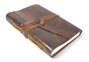 Vintage White Cotton Blank Leather Journal Unique Handmade Hardcover Notebook with Strap Daily Dairy Thread Sewing - Product Image 2