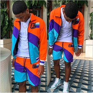 Séchage rapide fermeture éclair à manches longues vestes coupe-vent dessin Shorts ensembles Logo personnalisé hommes vêtements de rue haute qualité survêtements 2024 - Product Image 3