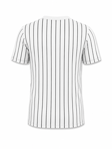 เสื้อยืดแขนสั้นลายทางผู้ชาย คอกลม ทรงปกติ ผ้าฝ้ายถัก 100% ระบายอากาศได้ดี สวมใส่สบาย มีโลโก้ด้านหน้า - Product Image 3