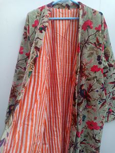 Bata Kimono de Terciopelo con Estampado Floral de Aves |   Bata de Baño de Lujo de Manga Larga |   Ropa Casual para Mujer - Product Image 4