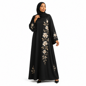 African Luxury Black Modest Wear Ethopian <b>Abaya</b> Premium Arabic Style <b>Abaya</b> Saudi Style Black <b>Abaya</b> Hajj Wear <b>Abaya</b> - Product Image 1