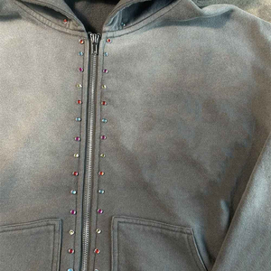 Sweat à capuche surdimensionné avec strass, en tissu de coton de qualité supérieure, service de fabrication OEM ODM pour streetwear personnalisé - Product Image 4