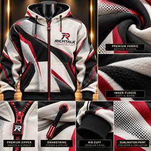 Sweat à capuche zippé pour homme, style sportif uni, coupe classique, vêtements d'hiver, polyester/coton, polaire, séchage rapide - Product Image 6