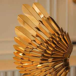 Golden Angel Wing Sculpture Handmade Metal Art Decor Contemporary Tabletop Display for Living Room Home Decoration - Product Image 4