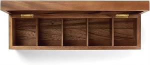 FAIZA CRAFT FC-6041 Boîte à thé carrée en bois laqué de qualité supérieure, 5 compartiments, organisateur de sachets de thé, rangement en bois de style européen - Product Image 4