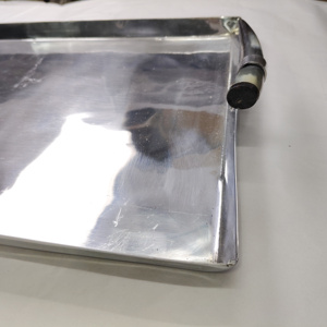 Bandeja de Servir Rectangular Industrial Moderna de Acero Inoxidable con Asas de Cuerno Natural, Plato de Metal Artesanal para Bar de Lujo - Product Image 6