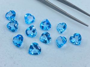 พลอยโทแพซสีฟ้าทรงหัวใจเจียระไน ขนาดต่างๆ 4 มม. ถึง 12 มม. สำหรับทำเครื่องประดับ - Product Image 4