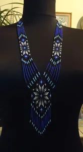 สร้อยคอประดับลูกปัดสไตล์ชาติพันธุ์ที่กำลังเป็นที่นิยม ลายแบบยูเครนดั้งเดิมในสีพื้นเมืองยูเครน  เครื่องประดับลูกปัดเม็ดเล็ก - Product Image 6