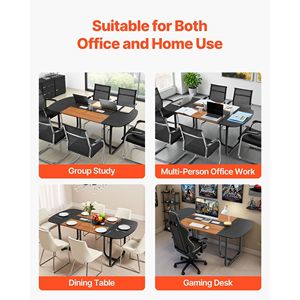 Modern 6 Ft Oval Office Meeting Table 6-8 Person Capacity <b>Large</b> Seminar <b>Desk</b> with Metal Legs Conference Table - Product Image 6