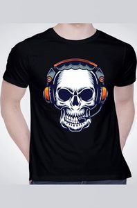 T-shirts d'été décontractés à col rond, manches courtes, coupe ajustée, respirants, écologiques, avec imprimé graphique tête de mort de designer, en tricot - Product Image 3