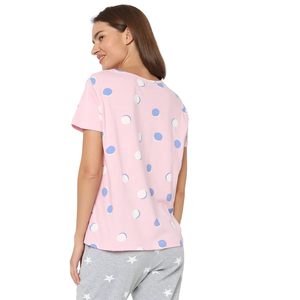 Conjunto de Pijama de Algodón Tejido Elegante para Mujer, Estampado Navideño de Verano, Ropa de Dormir Festiva con Logotipo Frontal, Diseño Personalizado ODM - Product Image 2