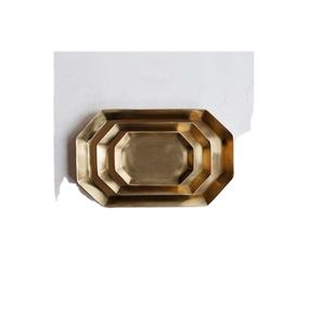 Lot de 3 plateaux rectangulaires en métal de belle forme artisanale pour décor à la maison Plateau de service alimentaire de qualité supérieure - Product Image 1