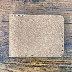 Suministro de fábrica, diseño personalizado, billetera plegable corta de cuero de grano completo, billetera de cuero de vaca, tarjetero de cuero genuino con ventana de identificación - Product Image 2