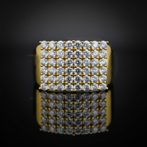 Anillo de Diamantes Cuadrado de Lujo para Hombre, Chapado en Oro de 14K y Plata de Ley 925, Anillo de Moda Hip Hop de Alta Calidad - Product Image 1