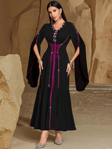 Abaya noire brodée, robe abaya Dubaï, abaya en gros, abaya pour femmes, robe musulmane, abaya sur mesure, abaya de luxe, abaya de luxe OEM - Product Image 4