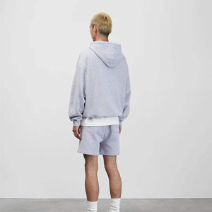 เสื้อฮู้ดดี้โอเวอร์ไซส์สีเทาเฮเธอร์สำหรับผู้ชาย พร้อมเชือกผูกและกระเป๋าจิงโจ้ รับผลิตแบบ OEM ODM ขายส่งเสื้อผ้า - Product Image 5