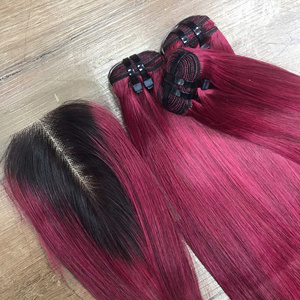 Vente en gros d'extensions de cheveux vietnamiennes droites en os de vin ombré de haute qualité 100% à double extrémité dessinée pour le tissage - Product Image 1