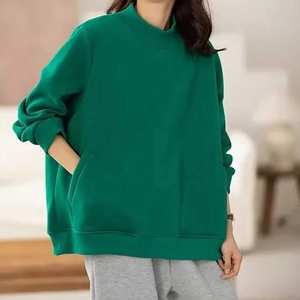 Sudadera de cuello alto para mujer, informal, de manga larga, forro polar, 100% algodón, ecológica, transpirable, estilo urbano, personalizada - Product Image 5