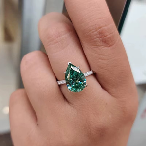 Light Luxury Moissanite <b>Ring</b> 925 <b>Silver</b> 10K Gold <b>Emerald</b> Pear Shaped Moissanite <b>Ring</b> Super Delicate Fashion <b>Ring</b> For Unisex - Product Image 5