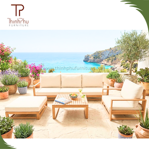 EDEN Ensemble de canapés de jardin contemporains en bois d'acacia, 6 pièces, écologiques, avec coussins imperméables, pliables, pour hôtels et villas - Product Image 3