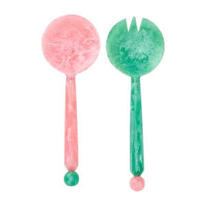 FAIZA CRAFT Juego de Servidores de Ensalada de Resina de Mármol Rosa Hechos a Mano, Ecológicos, Aptos para Lavavajillas/Microondas/Horno, Acabado Pulido, Libres de BPA - Product Image 2