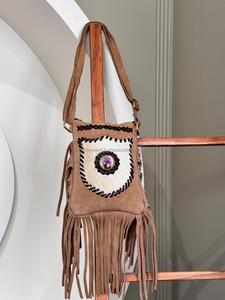 Sac à bandoulière en cuir suédé fait à la main Boho frange cuir de vachette femmes sac à main écologique en cuir véritable Hippie Festival sacs - Product Image 3