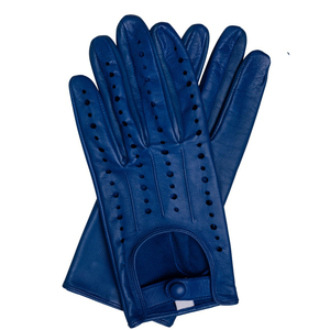 Guantes de Conducción de Cuero Azul Eléctrico Retro para Hombre |   Diseño Perforado Vintage |   Guantes de Carreras Premium de Piel de Cabra/Oveja Suave - Product Image 1