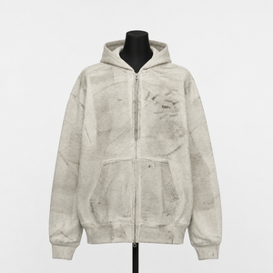 Custom Wholesale Vintage Washed <b>Graphic</b> <b>Zip</b> <b>Up</b> <b>Hoodie</b> Distressed Streetwear OEM ODM Manufacturer Supplier - Product Image 1