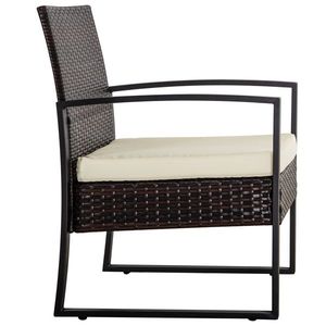 Set di mobili da giardino marrone in 3 pezzi, divano componibile in rattan per esterni in vimini PE con cuscini lavabili - Product Image 6