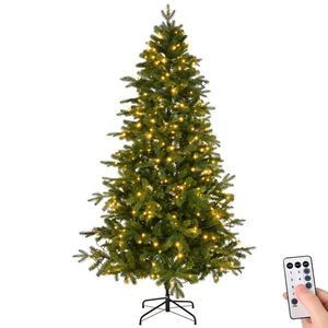 Albero di Natale Artificiale Pre-Illuminato da 1,8 m con 300 Luci Bianco Caldo, 728 Punte di Rami, Base in Metallo Resistente, Albero Natalizio Realistico in PET - Product Image 1