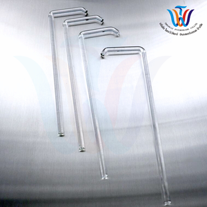 G015-06-14-A Baguette d'agitation en verre en forme de L 6x20 cm. Baguettes d'agitation en verre de longueur personnalisée, type 1, en verre borosilicate, fabrication OEM - Product Image 1
