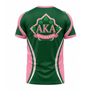 Camiseta Deportiva de Manga Corta Alpha AKA Rosa Verde con Cuello Redondo, Corte Regular y Patrón de Letras para Hombre - Product Image 3