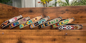 New Product Designer High Quality Hand Tooled Leather Adjustable Beaded Pet Collar Luxury Handmade Cowhide Leather Dog Collar - Product Image 5