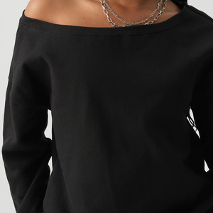 Sudadera Urbana Acogedora de Lujo para Mujer, Oversize, de un Solo Hombro, de Lana, con Lavado Ácido, Transpirable, Estilo Casual para Invierno y Otoño - Product Image 5