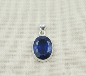 Colgante ovalado hecho a mano de plata de ley 925 con zafiro azul natural, regalo de joyería para mujer, diseño clásico minimalista - Product Image 4