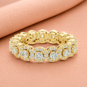 Anillo de Eternidad con Diamante Cultivado en Laboratorio Royal Halo, Certificado por IGI, en Oro Amarillo/Blanco/Rosa, Anillo de Lujo para Novia o Aniversario - Product Image 1