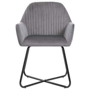 4 chaises de salle à manger en velours gris - Product Image 3