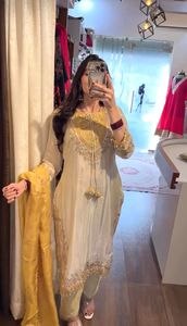 Wedding Occasions India Pakistan Style Traditional Party Wear Ronald Silk Embroidery Sequence Work <b>Top</b> Pant Lace Work Dupatta - Product Image 1