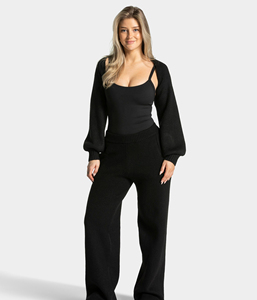 Pantalones Deportivos de Cintura Alta para Mujer, con Contraste de Color, Holgados, Estilo Flare, con Cordón Ajustable - Product Image 3