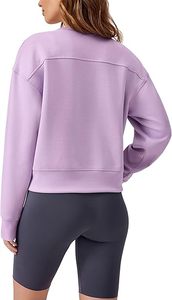Sudadera Corta de Moda Estilo Vintage, Anti-Pilling, 100% Algodón, Secado Rápido, Transpirable, Cuello Redondo, para Mujer - Product Image 3