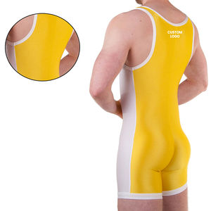 New Design In Yellow And White Color Wrestling Singlet Digital Custom Logo Wrestling Gear Singlet <b>Cheap</b> price Wholesale - Product Image 6