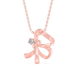 Party Wear Ribbon <b>Bow</b> Moissanite Solitaire Pendant, 925 Sterling Silver Anniversary <b>Gift</b> for Women - Product Image 5