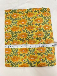Yellow Floral Hand Block Printed Cotton <b>Fabric</b> Indian Jaipur Print Dress Material Sewing <b>Fabric</b> Wholesale - Product Image 3