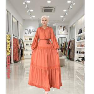 Vestido de Noche/Formal Maxi de Lino Mezclado con Cuello en V y Manga Larga, Estampado Geométrico, Estilo A-Line, con Encaje, Tendencias 2026, para Boda/Eid - Product Image 1