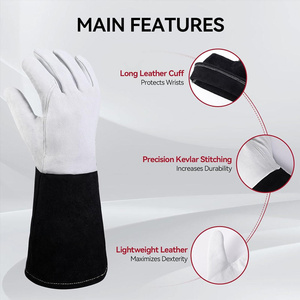 Gants de soudage TIG en cuir de chèvre et croûte de cuir de qualité supérieure, robustes, pour la protection industrielle et le barbecue - Product Image 5