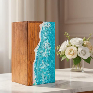 Handcrafted Memorial Wooden Urn with Brass Accent Elegant Wooden Funeral Urn for Family Memorials by AYAANS - Product Image 1